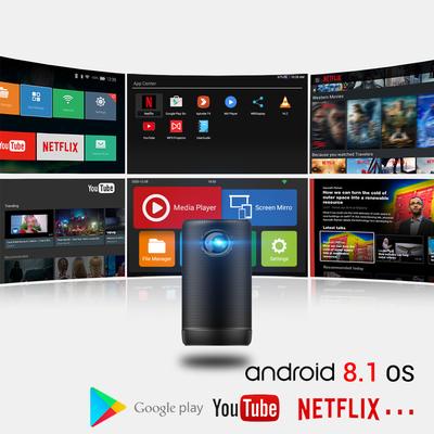 4K Android 9 projetores do DLP do rádio do diodo emissor de luz do projetor mini com modo DE ALTA FIDELIDADE do orador