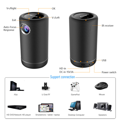 4K Android 9 projetores do DLP do rádio do diodo emissor de luz do projetor mini com modo DE ALTA FIDELIDADE do orador